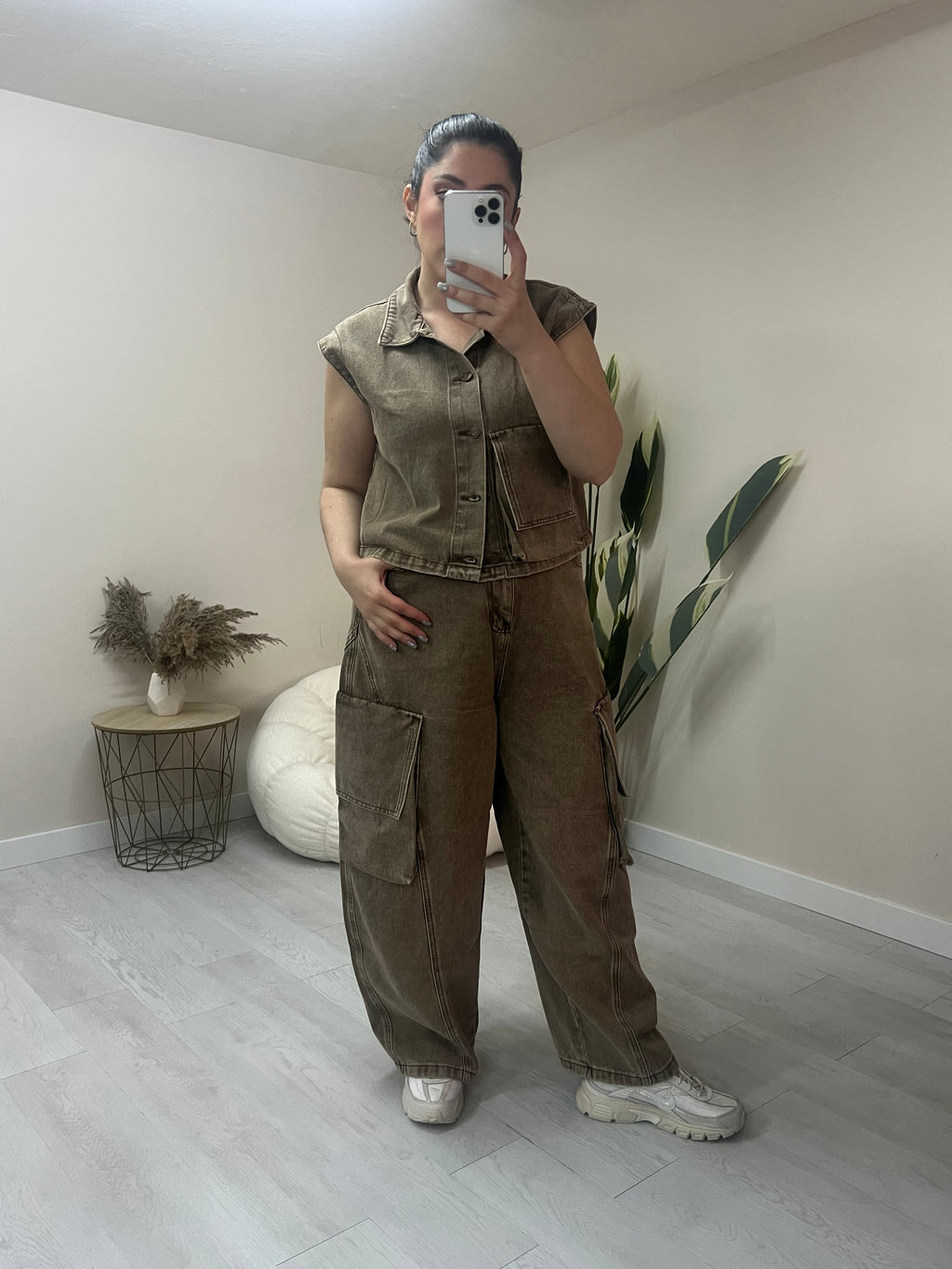 Denim πετροπλυμένο cargo παντελόνι