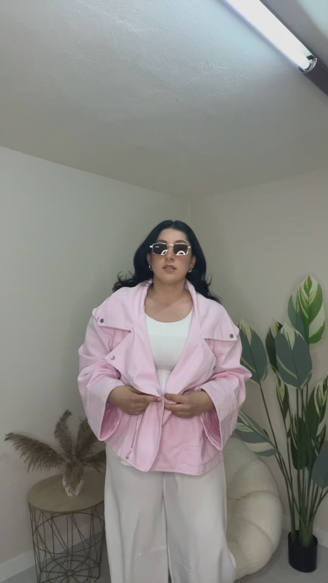 Oversized denim jacket με ασύμμετρο κλείσιμο - Ανοιχτό μπλε